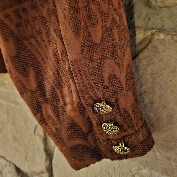 Blazer Jacket Rust Color with Pockets and Gold Tone Buttons - Picture 7 of 10